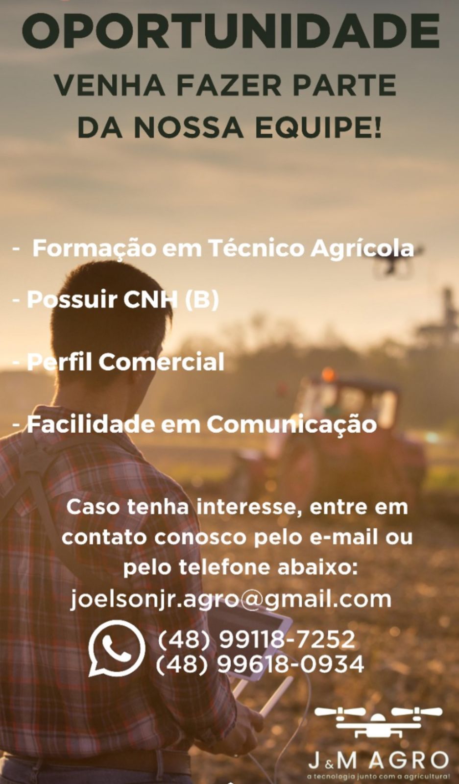 Vaga Técnico Agrícola !!!