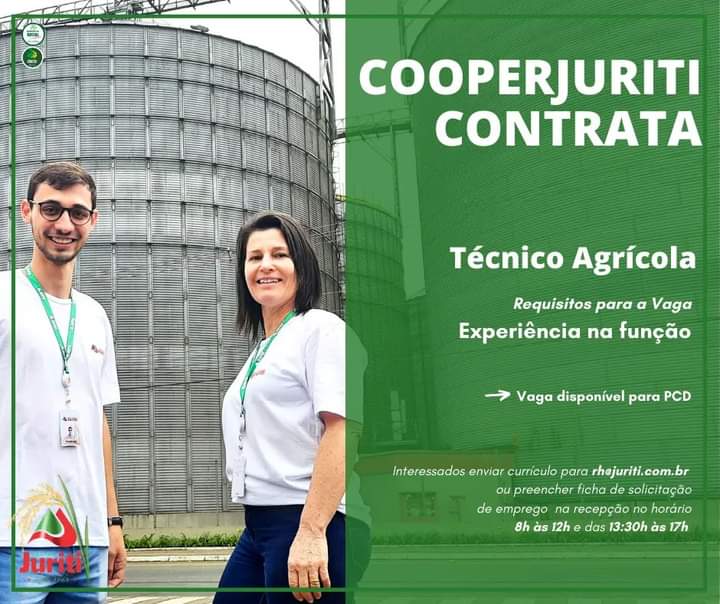 Vaga Técnico Agrícola PCD !!!