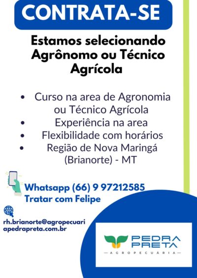 Vaga de Técnico Agrícola!!!